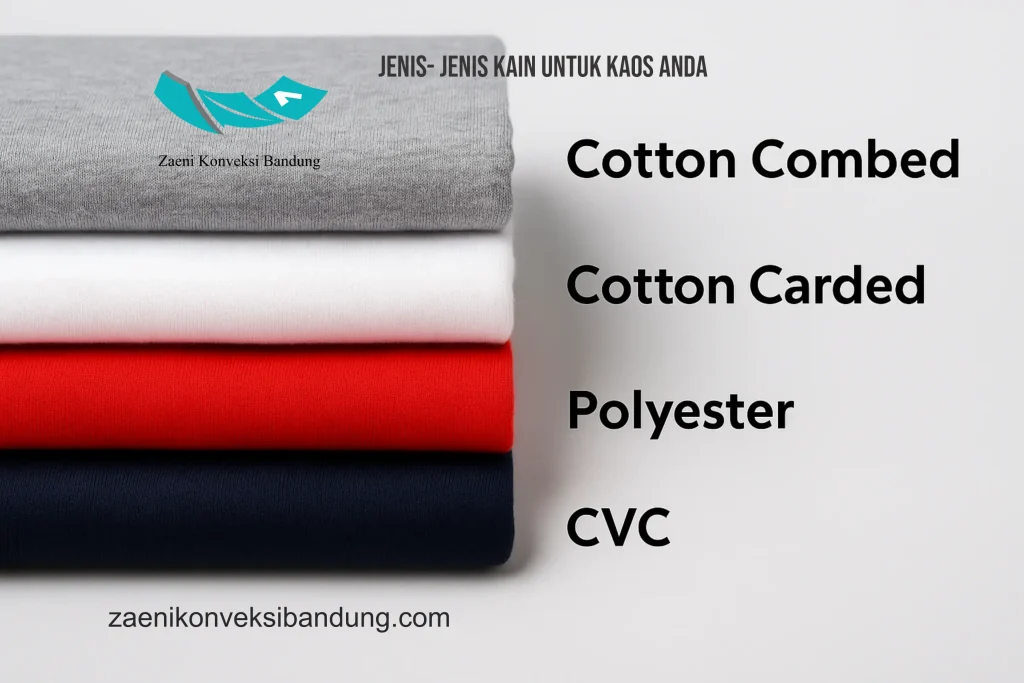 Ilustrasi berbagai jenis kain kaos cotton dan polyester